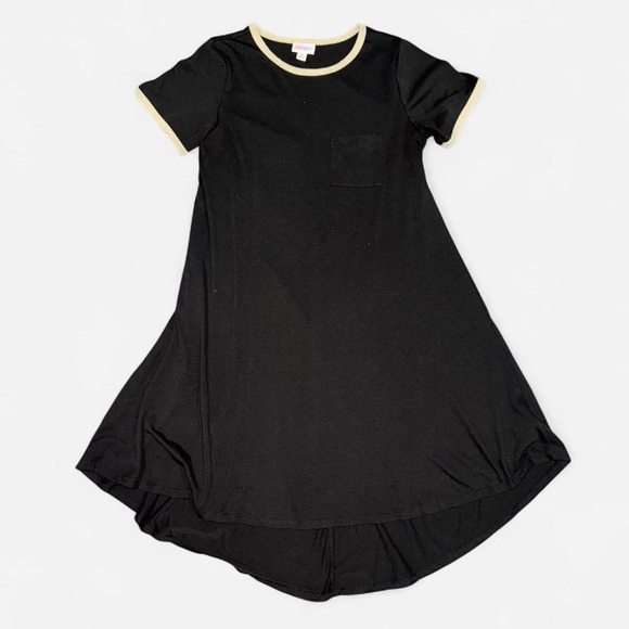 LulaRoe “Carly” Black High-Low Cotton Dress with Cream Detailing - Picture 1 of 6